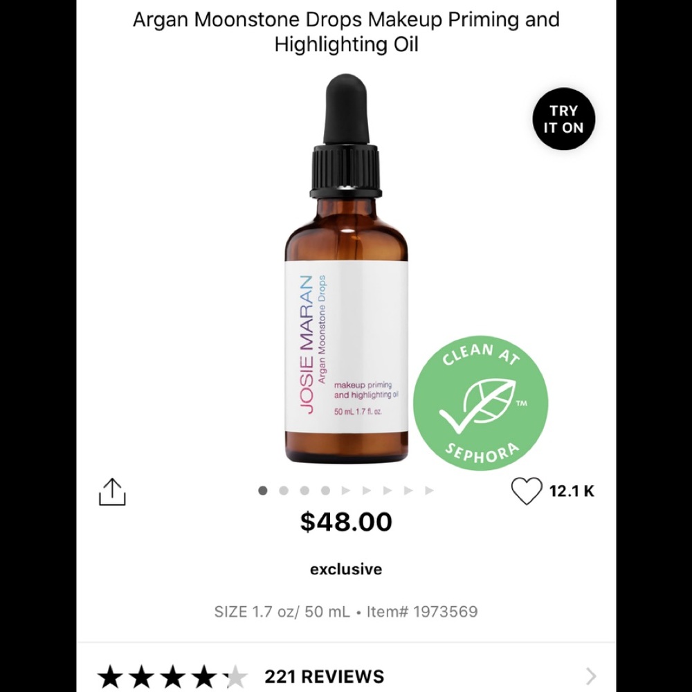 Josie Maran 1.7 floz Argan Oil Moonstone Drops NWT - Picture 6 of 6